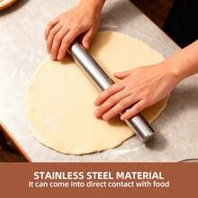 1个不锈钢擀面杖，可重复使用，适用于烘焙、披萨、馅饼、糕点、面条、饺子、面团、饼干、糖果等。中空轻巧设计，不粘，是家庭、厨房、生日派对、节日庆典的理想厨房工具（11.8英寸）。 - - - 查看 4