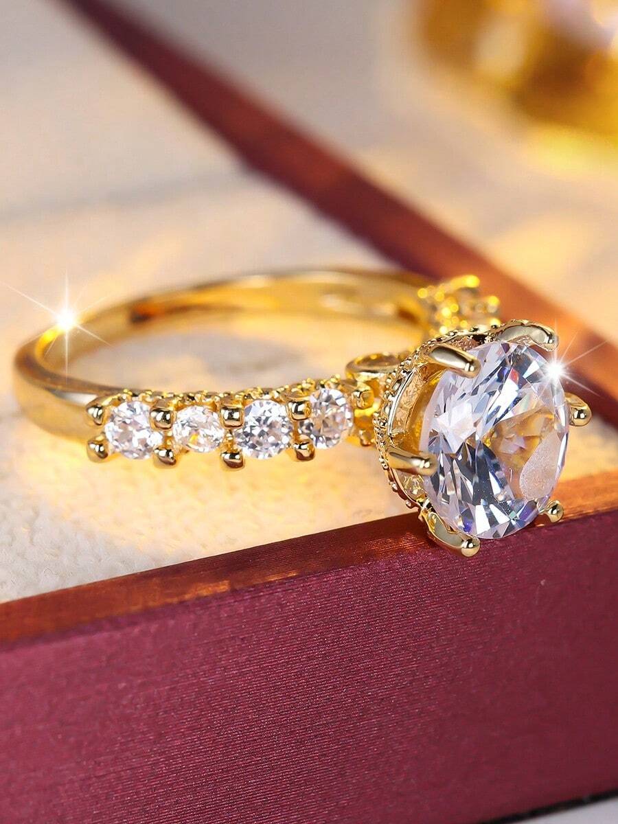 1枚优雅时尚的男士订婚戒指、结婚戒指、派对戒指、节日戒指、周年纪念戒指、生日礼物 - 金色 - 查看 1