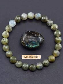 8mm Sunstone & Agate Crystal Beaded Handmade Bracelet - Stone Bracelet - View 38