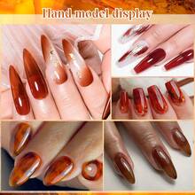 FOUR LILY 6pcs Amber Gel Nail Polish Set 7ml - Brown Nude Pink Translucent Gradient Long-Lasting Semi-Permanent Nail Art - Multicolor - View 4