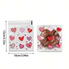 100/200/300pcs Valentine's Day Heart Pattern Gift Packaging Bags, Transparent Self-Adhesive Bags, Mixed Designs, Full Of Love And Romance, Suitable For Valentine's Day, Wedding, Birthday, Anniversary And Other Party Gifts