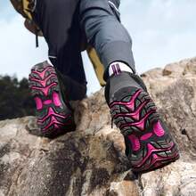 女士户外运动鞋，时尚女士徒步鞋，耐穿、舒适、防滑、透气的高品质户外女士运动鞋，圆头系带，轻便、耐磨、防撞，适合徒步、散步、旅行 - 黑玫紅(s9961) - 查看 7