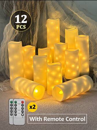 4/8/12pcs Remote Control Fairy Lights Candles, Battery Powered With Timer/Remote, Embedded Flickering Lights String, Flameless Candles For Tabletop Center Decor, Suitable For Home, Halloween, Christmas, Birthday, Wedding, Party, Various Holiday Ambiance Lights