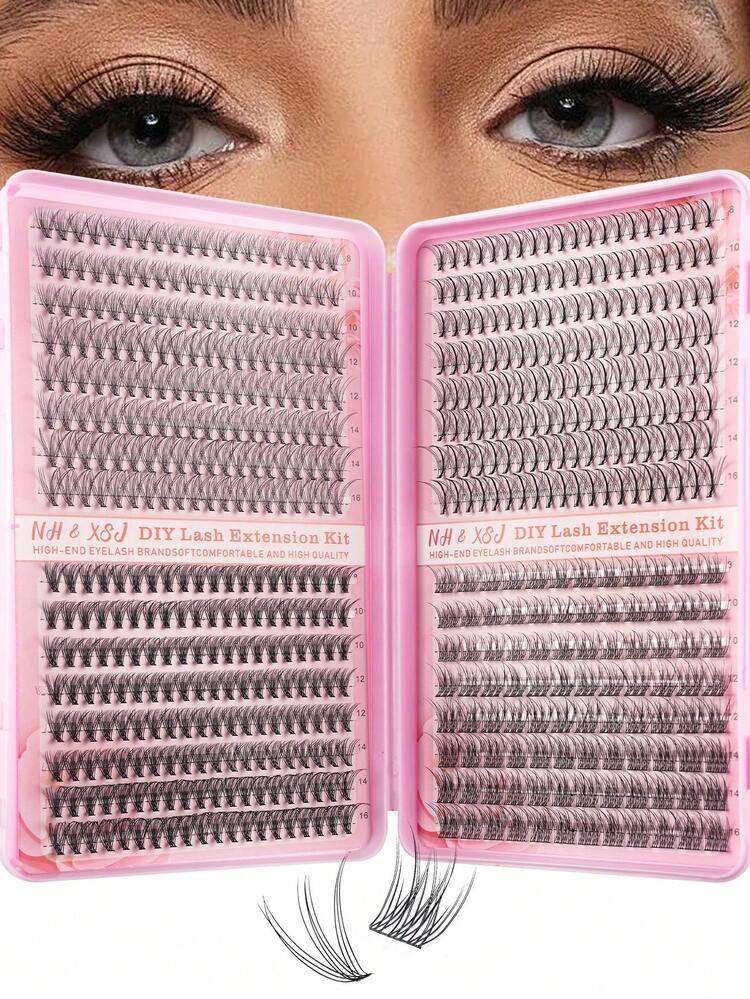 576/288Pcs DIY False Eyelash Clusters, Growth Type False Eyelash Clusters, Curled False Eyelash Clusters, Extra Thick Single False Eyelash Clusters, Long False Eyelash Clusters, 10D/20D Cluster False Eyelashes, DIY False Eyelash Extension, Thin Comic Style False Eyelash Clusters, Suitable For Beginners To Use At Home, 0.07mm D-Shaped Curled, 8-16mm Mixed Natural False Eyelashes, 10D/20D Eyelash Clusters - Multicolor - View 1