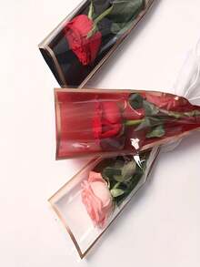 50 个防水塑料玫瑰包装袋 | 婚礼和派对单枝花束包装袋 | 玫瑰包装袋（白色、粉色、红色、黑色）。 - 彩色 - 查看 10