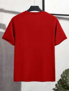 Men's Casual Printed T-Shirt Face The Future 100% Cotton - Đỏ - Xem 3