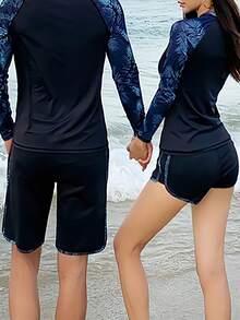 4pcs/Set Women's Exotic Style Sports Swimwear, Quick-Dry Surfing Swimwear, Spa Swimwear, Diving Suit - Black - View 5