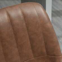 Homcom Set Of Two Bar Stools, Height-Adjustable Bistro Stools In Faux Leather With Brown Steel Footrests For Kitchen And Bar - Brown - View 3