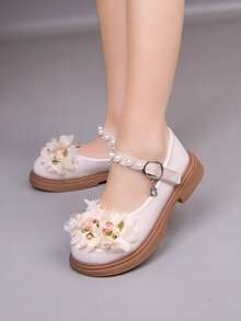 Sapatos de Princesa de Couro Envernizado para Meninas, Sapatos de Estudante de Estilo Inglês com Sola Macia, Sapatos Infantis para Primavera/Outono, Mocassins para Meninas - Bege - Visão 5