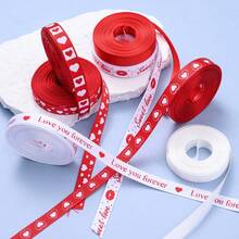 5yards/Roll 9mm Valentine's Day Love Printed Ribbon Wedding Tanabata Gift Wrap Rope Valentine's Day Red Jacquard Ribbon DIY Handmade Ribbon - Multicolor - View 5