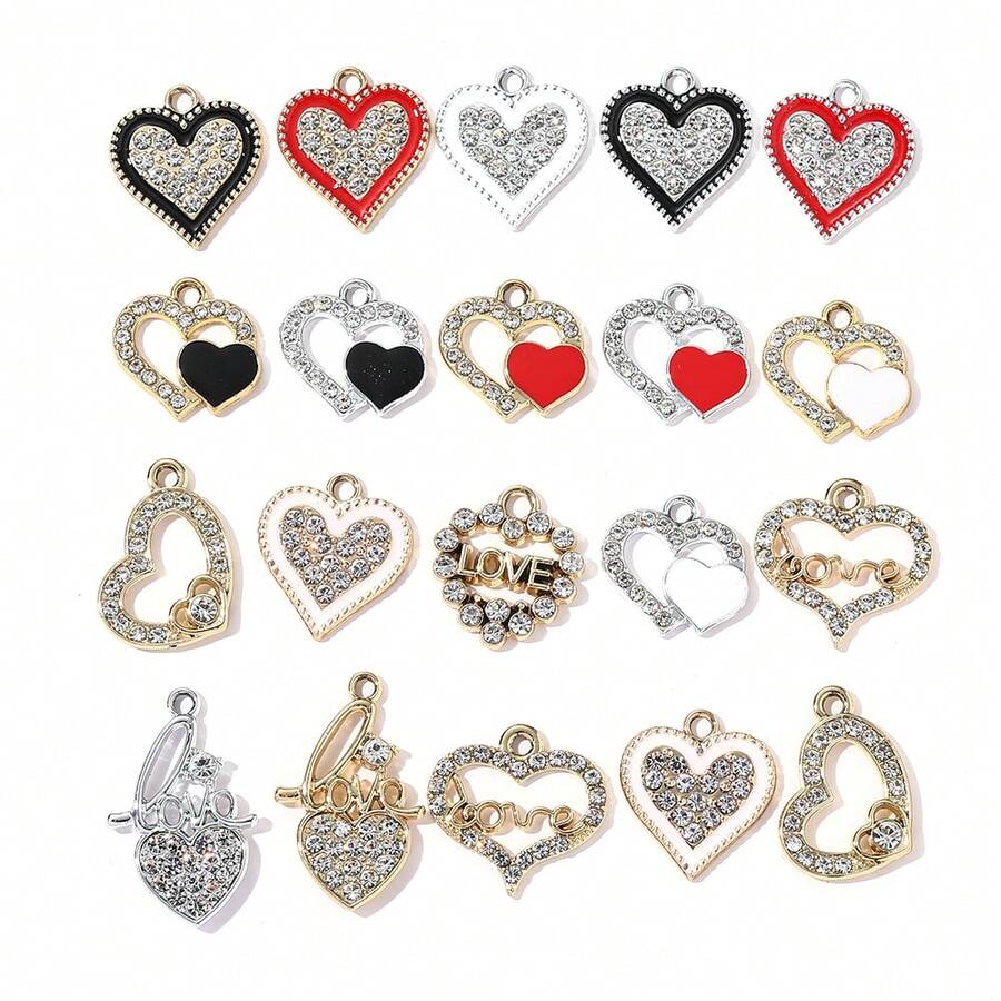 5Pcs Heart Design DIY Jewelry Pendant For Jewelry Making, Wedding Decoration Accessories - Multicolor - View 1