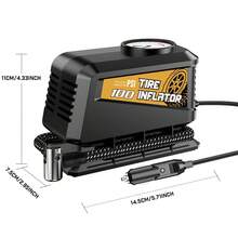 Carsun 便携式轮胎充气泵，100PSI，12V 直流，机械显示，耐用，带压力表（机械压力表最大压力 300PSI），ABS 树脂材质，防摔。女士汽车配件 - 适用于汽车、自行车、摩托车和运动球类，必备汽车用品，汽车内饰配件 - 有線機械款 - 查看 10