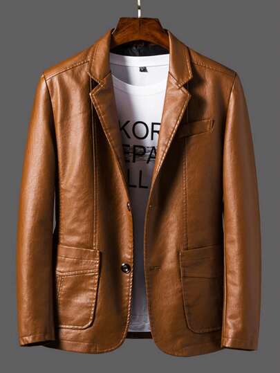 Street Motorcycle Style Men's Leather Jacket - Black And Brown Dual-Color PU Leather Jacket. A Outdoor Wear For Cycling And Daily Outings. A Gift For Boyfriends, Friends, Or For Group Cycling Events. Suitable For Spring And Autumn Seasons.