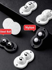 4个双钢珠旋转脚轮 – 强力粘性不锈钢万向轮 – 360°顺滑滚动迷你家电脚轮，适用于储物箱、垃圾桶、小型家用电器