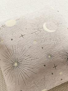 1 față de pernă decorativă cu model de stele și lună, maro deschis (fără inserție), jacquard la modă și confortabil, din chenilă și fir auriu, potrivită pentru decorul sărbătorilor Ramadan, decor pentru casă pentru canapea, pat, dormitor, pentru toate anotimpurile - Maro deschis - Vizualizare 4