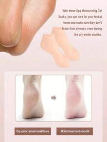 1 Pair Silicone Foot Moisturizing Socks, Suitable For Dry, Cracked Feet, Specialized Socks For Dry, Cracked Feet - Women's Silicone Moisturizing Socks, Foot Care Silicone Socks, Foot Therapy Gel Socks, Foot Care, Use After Pedicure, Moisturizing Gel, Suitable For Dry, Cracked Feet - Relaxing Massage, Softening Skin, Foot Care, Skin Care - Baby Pink - View 2