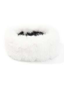 1pc Women's Faux Fur Headband, Solid Black Fluffy Earmuffs Headwrap, Hollow Top Winter Hat - 1Pc - View 5