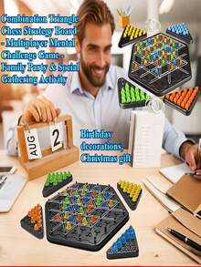133pcs Triangular Chess Board Game - Multi-Player Mind Challenge - Family Gathering & Social Event Activity - Interactive Thinking Exercise - Enhance Analytical Ability - Free Shipping - Birthday Decor, Christmas Gift, Valentine's Day, Ramadan, Interactive Game, Thanksgiving Product - Claim My Daily Gift, Compact Design, High-Quality Components - Multicolor - View 8