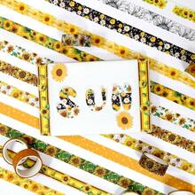Sunflower Washi Tape Set, 12 Rolls Floral Decorative Tape Yellow Summer Flowers Masking Tape Journaling Supplies, Junk Journal, Scrapbooking, Arts Crafts, Planner, Wrapping - Multicolored - View 5