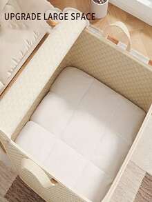 1pc Extra Large 220L (7.8 Cubic Feet) Storage Bin - Space-Saving Zippered Storage Box, Lightweight Portable Under-Bed Storage Container For Closet, Attic, Moving - Beige Non-Woven Fabric Container For Bedding, Clothes, Linens - Home, Travel, Seasonal Organization, Bedroom Storage, Geometric Pattern Design, Sturdy Handle - Multicolor - View 4