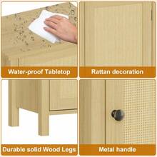 Mesa de noche de granja, Mesa de comedor de 16 pulgadas con cajón para el dormitorio, Mesa de extremo de madera moderna Boho, Mesa de acento de almacenamiento con piernas resistentes para la sala de estar, Habitación - Marrón - Ver 3