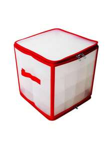 1/2 件装圣诞球吊坠透明收纳盒，带纸质隔层，易于折叠，红色设计，家居基础款，易于收纳，64 格拉链圣诞装饰品收纳盒手提箱，带提手，可容纳 64 个直径最大 3 英寸的装饰品（不包括球）。 - 彩色 - 查看 7