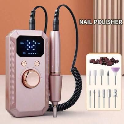 ICEWLESS Rechargeable Electric Nail Grinder, Professional Portable Acrylic Gel Nail Grinder With 11pcs Sanding Bands, Wireless High-Speed Nail Salon Home Tool, Suitable For Beginners And Professionals, Professional Manicure Tool Set, Perfect Gift For Women, Christmas Gift, 1600mAh Fully Automatic Battery, Travel Friendly