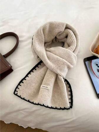 1 EGG Modehalsduk Dam Vinter Mjuk Vaxartad Stickad Varm Förtjockad Fleecehalsduk Studentkläder