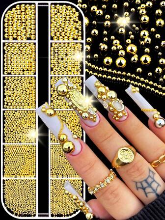 12 peças/conjunto Encantos Estilo Y2K Brilhante Contas de Liga de Ouro Semicírculo, Decorações de Arte de Unhas Versáteis de Luxo Punk Chic Cintilantes 3D, Suprimentos de Arte de Unhas Estilo Coreano/Japonês, Unhas Falsas Inodoras DIY & Decoração de Capas de Celular, Joias de Unhas, Gemas de Unhas, Suprimentos de Arte de Unhas, Strass e Presentes Decorativos