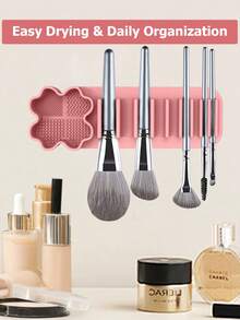 Multi Functional Washing And Drying Integrated Suction Wall Makeup Brush Holder, Silicone Beauty Brush Drying Rack, Automatic Adsorption Rack
