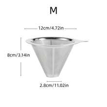 1个不锈钢咖啡过滤器 - 超细网眼，可重复使用，咖啡漏斗，适合家庭和办公室使用，开学季必备 - 彩色 - 查看 16