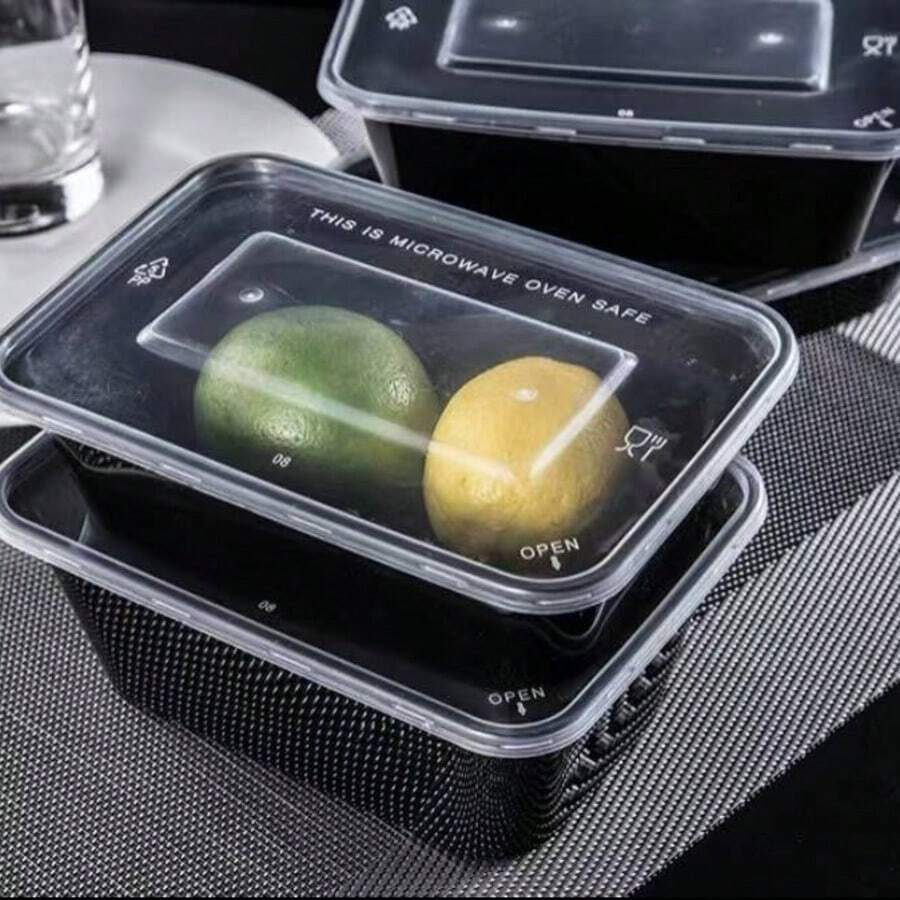 10/30/50pcs, 26oz Black Bento Lunch Box With Lid, Rectangular Food Storage Container , Stackable Leak-Proof Meal Prep Containers, Microwave Food Containers, Kitchen Gadgets, Kitchen Accessories, Household Kitchen Supplies