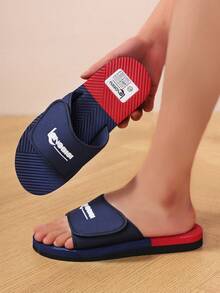 Men's Summer Casual Slippers, Fashion Crafted Outdoor Flip Flops With Adjustable Strap, Beach Sandals - Blue - View 3