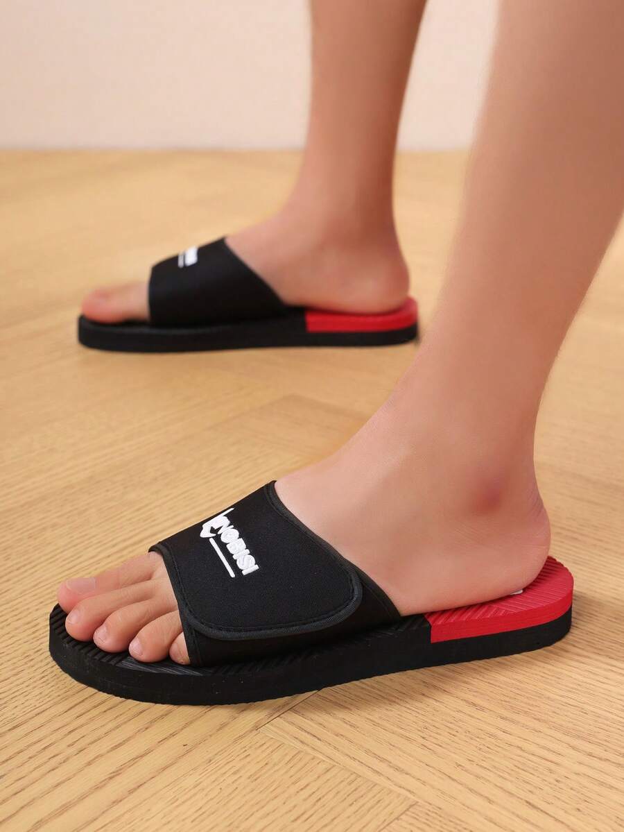 Men's Fashion Crafted Sandals, Unisex Strap Outdoor Casual Slippers With Adjustable Hook And Loop Strap, Men's Beach Shoes For Summer - Black - View 1