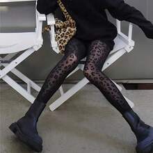 1 Pair Women's Thick Warm Winter Tights - Leopard Print (Black) - Leggings, Suitable For Casual And Formal Occasions, Can Be Paired With Pants, All-Day Comfortable And Snug Fit Design, Tight On Legs Without Binding Feeling, Lightweight And Breathable, Excellent Elasticity. For Romantic Holidays Like Valentine's Day And Christmas, Wearing These Women's Tights Will Add A Romantic Touch. - Black - View 2