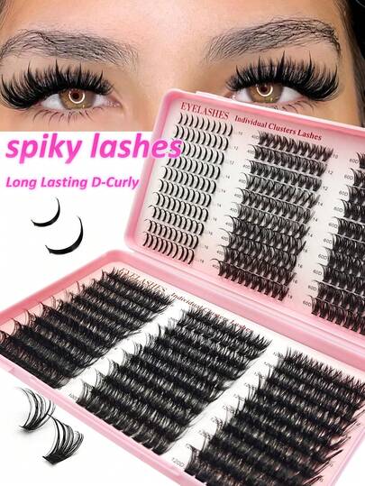 Asiteo 570/590 piezas Kit de extensión de pestañas voluminosas, rizo D, natural y esponjoso, pestañas 40D+60D+80D+100D+120D, longitud mixta de 10mm-18mm, extensión de pestañas DIY, 6 estilos, regalo de Navidad, varios efectos de maquillaje natural, racimos de pestañas, pestañas individuales, pestañas postizas