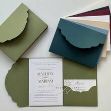 10/20/25个装三折口袋式婚礼邀请函信封，简约邀请函信封，适用于订婚、洗礼、DIY邀请函，5*7英寸邀请函，口袋式邀请函，定制邀请函，新款封面设计。圣诞贺卡