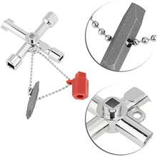 Intersectar Llave Llave para Caja de Armario Eléctrico, Universal 4 en 1 Clave Multifuncional, Herramienta de Aleación de Zinc Portátil con Destornillador, Triángulo, Cuadrado, Círculo para Medidor(default) - Multicolor - Ver 8