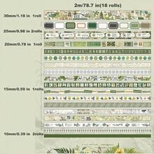 18 Rolls Washi Tape Set Crafts And Journaling Vintage Floral Tape Scrapbooking Supplies Washi Tape Journaling Decorative Tape Crafts - Botany Imprint - View 3