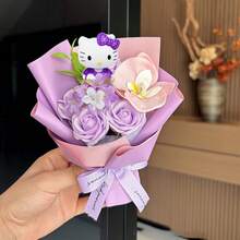 Sanrio Artificial Flowers Hello Kitty Cartoon Cute Plush Flower Bouquet, Hello Kitty Artificial Rose Eternal Flower Bouquet, Hello Kitty Kawaii Desktop Decor, Surprise Gift For Valentine's Day, Christmas, Mother's Day, Daily Life, Hello Kitty Party Souvenir - Multicolor - View 8