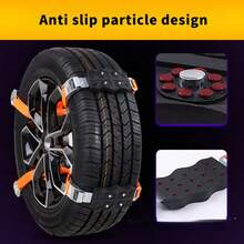 加厚防滑块，内置钢钉，专为汽车轮胎救援而设计，更加耐用可靠。适用于沙地、泥地、雪地等多种路况，可自动调节。适用于轿车和SUV。