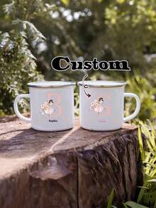 Custom Name Personalized Gift White Enamel Mug, Personalized Initial Mug, Monogram Letter A-Z, Custom Mug, Secret Santa Gift, Christmas Coffee Cup, Custom Name Mug, Xmas Mug, Gift, Thanksgiving Gift, New Year Gift, Party Decor