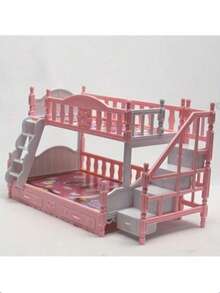 1:12 Doll House Bunk Bed (Pink Princess With Stairs) | 1:12 Scale Fits Most Doll Houses + Pink Princess Style Bunk Bed With Stairs (Functional & Decorative) + Multiple Sets Available (Diverse Options) + 6.3 Inch Dolls Perfectly Matched, Mini Scene DIY/Birthday/Holiday Gift, Suitable For Doll House Fans/DIY Players/Princess Gift Seekers, Interactive Decoration Essential - Mini Classic Bunk Bed - View 11