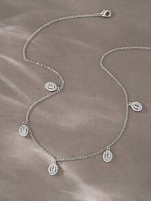 1pc Silver-Tone Necklace, Versatile Copper Cubic Zirconia Necklace, Suitable For Dates, Parties, Gifts, Daily Wear - Silver - View 1