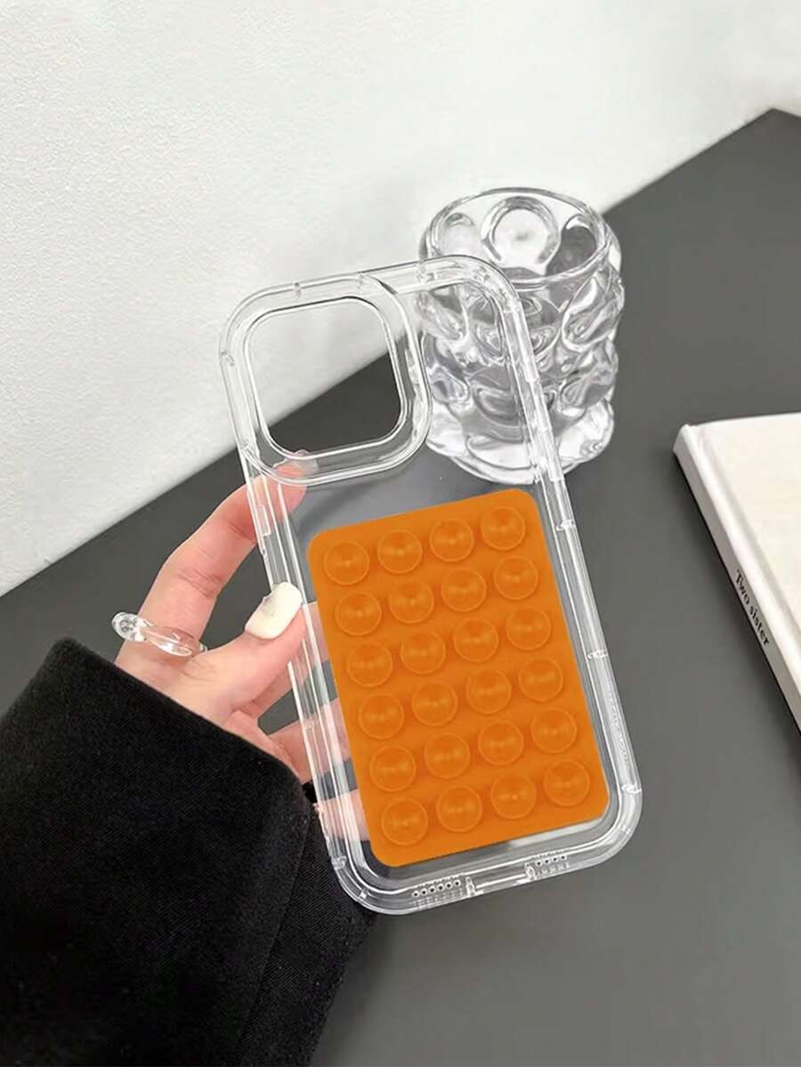 3D Suction Cup Airbag Phone Case For IPhone15 16 16plus 16Promax 15 15plus 15Pro 14Promax 14Pro 14plus 14 13Promax 13Pro 13 12 11 XR 17Pro Max - Orange - View 1