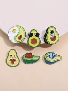 6枚卡通水果休闲可爱锌合金胸针，服装装饰，包包配饰，四季皆宜 - 彩色 - 查看 1