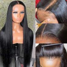200 Density Straight Lace Front Wig, 13x4/13x6 Transparent HD Lace Wig, Women's Natural Black Hairline Straight Wig, Breathable Realistic Lace Front Wig Without Glue, Pre-Plucked With Baby Hair - Natural & Black - View 5