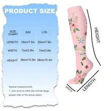 6 Pairs Of Men's And Women's Compression Socks, Floral Pattern, Breathable Knee-High Socks, Suitable For Running, Cycling, Hiking, And Traveling, And Suitable For All Seasons. - Nhiều màu - Xem 5