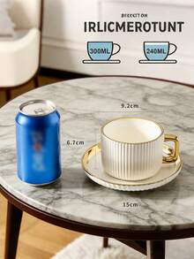 6 Set Of Luxurious Gold-Trimmed Ceramic Tea Set With Coffee Cup And Saucer, Dishwasher . Ideal For Home Kitchen, Table Decoration, Afternoon Tea, Coffee Drinking, Personalized Gifts, Kitchen Accessories, Ramadan, Parties, Birthdays, Weddings, And Dinner Parties.Valentines Gift For Him,Valentines Gift - White - View 7