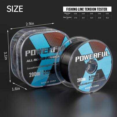 150-200 m svart nylontråd, hög draghållfasthet, nötningsbeständig, hög seghet, går inte sönder lätt, finns i flera trådstorlekar, lämplig för hushålls- och industriellt bruk